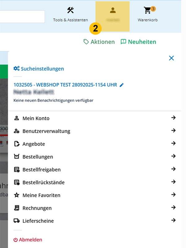 Standortsuche für eingeloggte Kunden