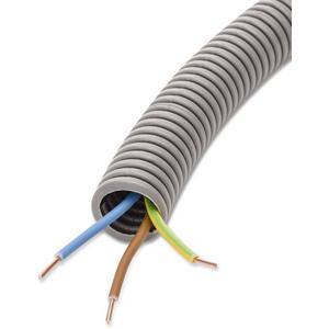 Elektro-Installationsrohr Kunststoff, vorverdrahtet - Panzerrohr vorverdrahtet FXPR 20 grau mit Ye 3x1,5 ( sw bl g/g ) 50m - 065036