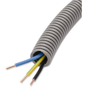 Elektro-Installationsrohr Kunststoff, vorverdrahtet - Panzerrohr vorverdrahtet FXPR 20 grau mit Ye 3x2,5 ( sw bl g/g ) 50m - 065041