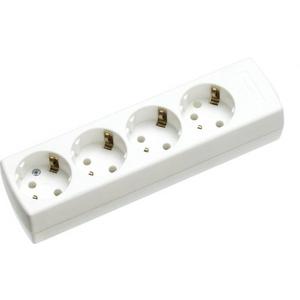 Steckdosenleiste - Tischverteiler ohne Kabel 4-fach reinweiß 45° gedreht - 1048/KWS
