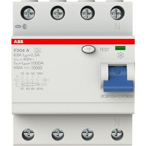 Fehlerstrom-Schutzschalter - FI-Schutzschalter  63A 4-polig 300mA Typ A - 2CSF204101R3630