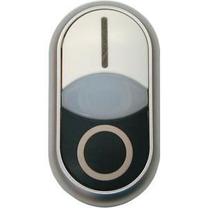Frontelement für Drucktaster - Doppeldrucktaste beschriftet "I-O" M22-DDL-WS-X1/XO - 216706