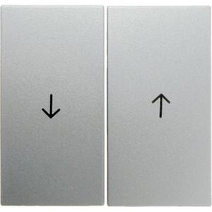 Abdeckung für Schalter, Taster, Dimmer, Jalousie - Wippen mit Aufdruck Symbol Pfeil B.1/B.7 Glas alu matt - 16251404