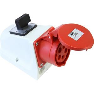 CEE-Steckdose abschaltbar, abgesichert - CEE-Wanddose 32A 5p 6h mit Schalter 400V IP44 - 75925-6-P