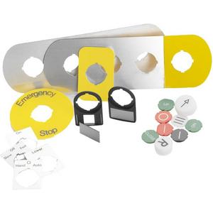 Tastenplatte für Befehls- und Meldegeräte - Beschrift-Schild 6 Bef-Stell. Kunststoff schwarz-silber Pos.1 gelb - 1SFA611930R1009