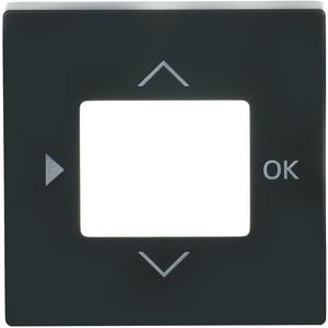 Abdeckung für Schalter, Taster, Dimmer, Jalousie - Zentralscheibe für Zeitschaltuhr mit Aufdruck Pfeile OK anthrazit - Plattform 63 - 2CKA006430A0303