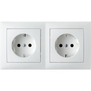 Steckdose - SCHUKO Doppelsteckdosen mit Rahmen S.1 - polarweiß/ glänzend - 47208989