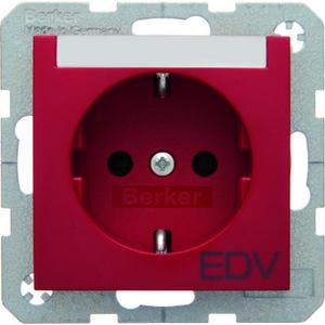 Steckdose - SCHUKO-Steckdose mit Beschriftungsfeld und Aufdruck S.1/B.3/B.7 - rot/ glänzend - 47508915
