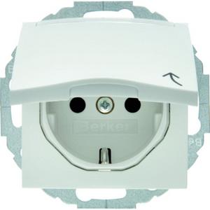 Steckdose - SCHUKO-Steckdose mit Klappdeckel und Beschriftungsfeld polarweiß/ glänzend - 47468989