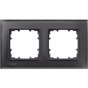 Abdeckrahmen - 2-fach Glas Rahmen DELTA miro Glas schwarz 161x90mm - 5TG1202-2