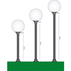 Zubehör für Pollerleuchte - Mast schwarz Kunststoff 2000mm Höhe Zopf:60mm Gerader Mast - 125-99190500