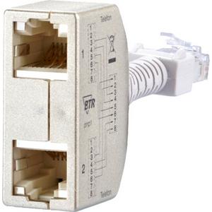 Cablesharing Adapter - Kommunikationstechnik-Adapter 2 x Telefon Silber - 130548-01-E