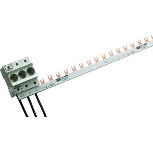 Phasenschiene - Verdrahtungsschiene Gabelausführung 3-polig 16mm², Teilung 27mm, T-Form, 1000mm - E302868E