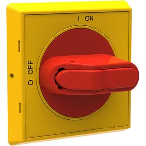 Handgriff für Schaltgeräte - Selektorgriff I-0/ON-OFF rt-ge Wellen-ø 6mm IP65 Lasttrenn Trägerpl. DIN-Schiene - 1SCA105297R1001
