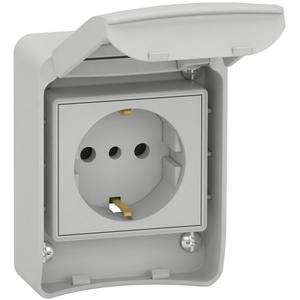 Steckdose - Anbausteckdosen grau 2p+E 10/16A 250 V Deutschland IP65 - 81141