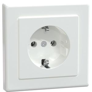 Steckdose - SCHUKO-Steckdose mit voller Abdeckplatte Steckkl. aktivweiß - MEG2301-1425