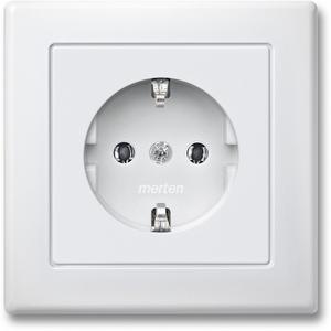 Steckdose - SCHUKO-Steckdose mit voller Abdeckplatte Steckklemmen weiß - MEG2301-1619