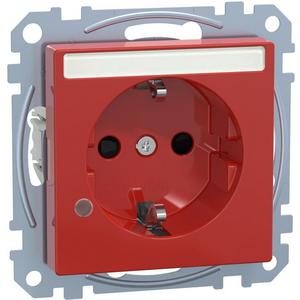 Steckdose - SCHUKO-Steckd. Sonderstr.kr.m. Ko.Licht u. Schriftfeld BRS rot - MEG2303-0306