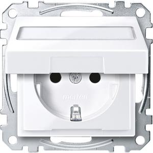 Steckdose - SCHUKO-Steckdose m. Klappd. u. Schriftfeld BRS StK aktivweiß - MEG2312-0325