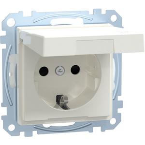 Steckdose - SCHUKO-Steckdose mit Klappdeckel IP44 BRS Steckkl. polarweiß - MEG2314-0319