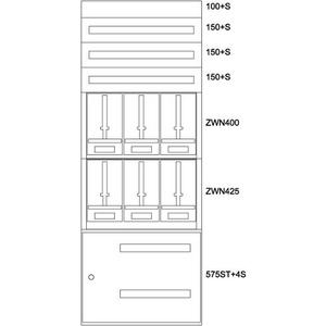 Komponente für den Ausbau (Schaltschrank) - Zählerverteilereinsatz Steiermark BPZ-MES-STN-800/20-6STW - 137694