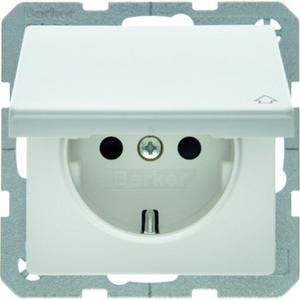 Steckdose - SCHUKO Steckdose mit Klappdeckel Q.1/Q.3 polarweiß samt - 47516069