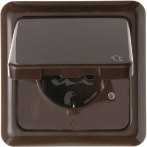Steckdose - SCHUKO-Steckdose mit Klappdeckel und Rahmen wg Up - braun/ glänzend - 471801