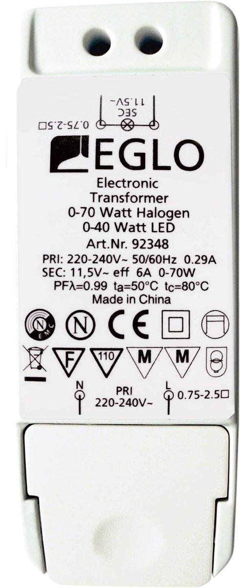 Eglo 92348 | LED und Halogen Transformator 0 - 70 W 0 - 40 W 11,5 