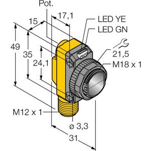Lichttaster energetisch - Reflexionslichttaster 10 - 30 VDC M12 - B-66460