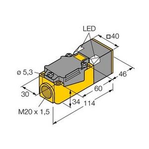 Induktiver Näherungsschalter - Ind. Sensor Quader Sn = 20 mm bündig IP68 3-Draht für 10 - 30 V DC - T-16 27232