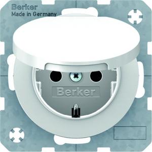 Steckdose - Steckdose SCHUKO mit Klappdeckel R.1/R.3 polarweiß glänzend - 47512089