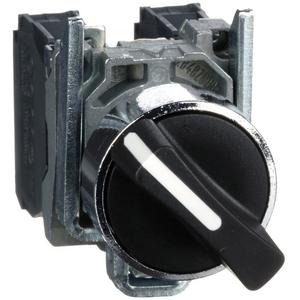 Wahlschalter, Komplettgerät - Wahlschalter 2-Stellungen 1S+1Ö rastend Knebel kurz schwarz - XB4BD25