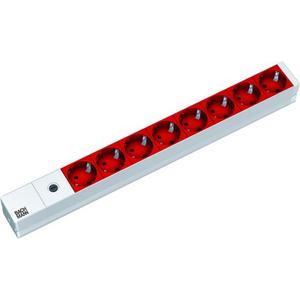 Power distribution unit (PDU) - Steckdosenleiste 19 Zoll 1HE 8 x Schutzkontakt rot 1 x FUSE 10 A 2,0m - 333.410