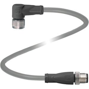 Konfektioniertes Sensor-Aktor-Kabel - Verbindungskabel M12 gewinkelt auf M12 gerade 4-polig 1 m PUR Kabel - 240776-0015