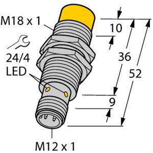 Induktiver Näherungsschalter - Induktiver Sensor M18x1 nicht bündig DC 2-Draht sn = 10 mm Namur M12 - T-10 06261