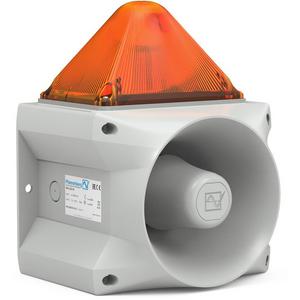 Optisches/Akustisches Signalgerät - Blitzschallgeber 120 dB(A) / 15 J Gehäuse grau / Haube orange 24 V DC - 23372804055
