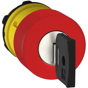 Frontelement für Pilztaster - Pilzdrucktaster rund Not-Halt/Not-Aus Ø 30 mm Schlüsselentiegelung Ø 22 mm rot - ZB5AS934