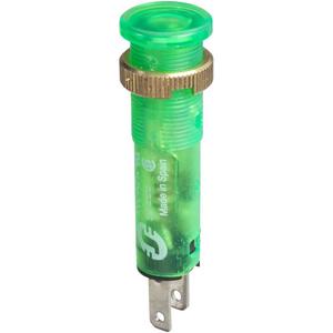 Leuchtmelder, Komplettgerät - Leuchtmelder Ø 8 - IP40 - grün - LED geschützt - 24 V - Flachstecker - XVLA233