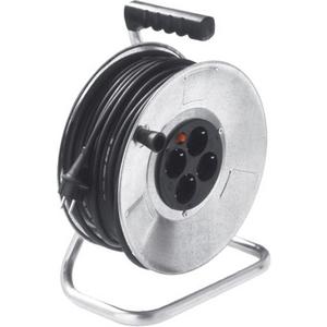 Kabeltrommel - Kabeltrommel Stahlblech mit 4 Steckdosen schwarz - 398.182