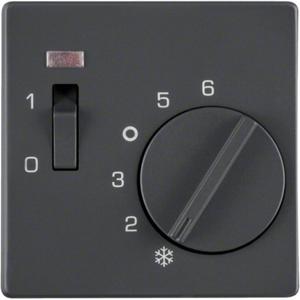 Abdeckung für Schalter, Taster, Dimmer, Jalousie - Zentralstück Q.1 für Raumtemperaturregler anthrazit - 16716086