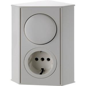 Schalter-/Steckdosenkombination - Integro Twin - Box mit Schuko Steckdose und Schalter polarweiß glänzend - 194808
