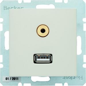Kommunikationstechnik - USB/3,5 mm Audio Steckdose Berker S.1 weiß glänzend - 3315398982