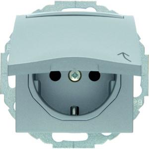 Steckdose - Steckdose SCHUKO mit Klappdeckel und Beschriftungsfeld Berker B.7 alu, - 47461404