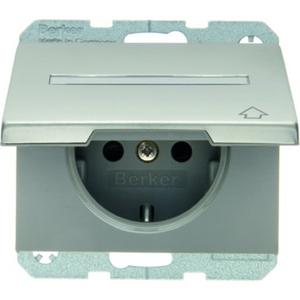 Steckdose - Steckdose SCHUKO mit Klappdeckel und Beschriftungsfeld Berker K.5 Edel - 47527204