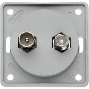 Antennensteckdose - Antennen Verbinderdose TV/SAT Integro Einsätze grau matt - 845632506