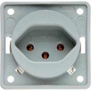 Steckdose - Steckdose mit Schutzkontakt "Schweiz" Typ 13 Integro Einsätze grau ma - 962492506