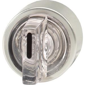 Frontelement für Wahlschalter - Knebel Ø 22mm I->0<-II farblos mit Frontring alufarben - B3KL1