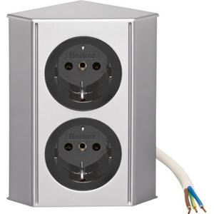 Steckdosenleiste - Integro Twin - Box Chrom mit 2 Schuko Steckdosen schwarz glänzend - 194818