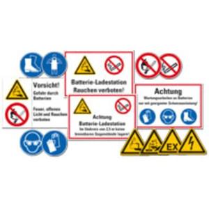 Warn-/Hinweisschild - Kennzeichnungs-Set Batterie-Ladestation BGI 5017/DGUV 209-067 (37 Stk) - HEIN_185082