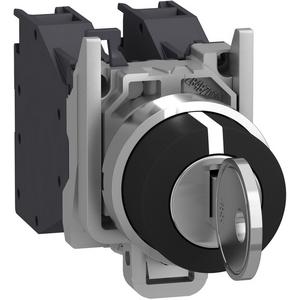 Wahlschalter, Komplettgerät - Schlüsselschalter 3-Stellungen 2 Schließer rastend Schloß 455 - XB4BG03